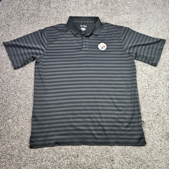 NFL Other - NFL Pittsburgh Steelers Polo Embroidered Men’s Striped Black Shirt Football XL